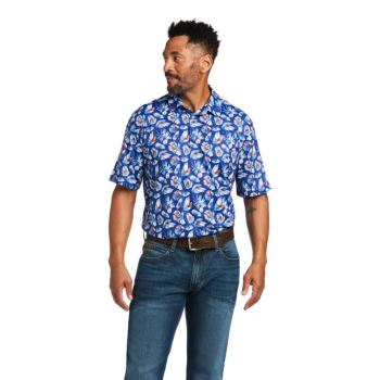 Ariat All Over Print Polo Modre | pHU9o2SP