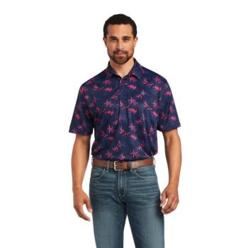 Ariat All Over Print Polo Temno Modre | 07kcvlIz