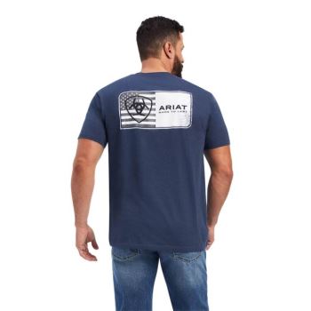 Ariat Ariat Flag T-Shirt Temno Modre | lcsHGtSD