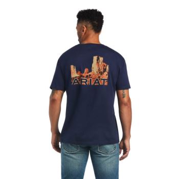 Ariat Ariat Monument Sunset T-Shirt Temno Modre | sLumPCWX