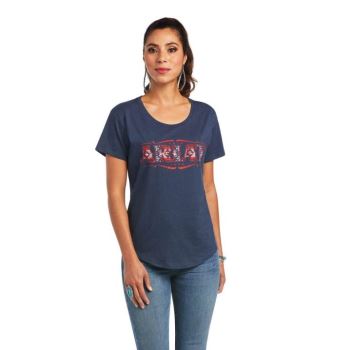 Ariat Ariat Sonora Logo T-Shirt Temno Modre | U0djKT1i