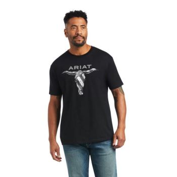 Ariat Ariat Steer Skull USA T-Shirt Črne | f3gQB3wy