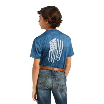 Ariat Charger Vertical Flag Tee Skyfall | wlGJeEDn