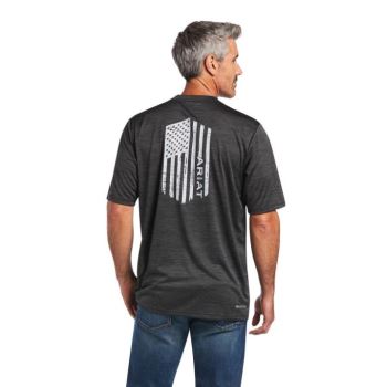 Ariat Charger Vertical Flag Tee Temno Sive | owadGGUv