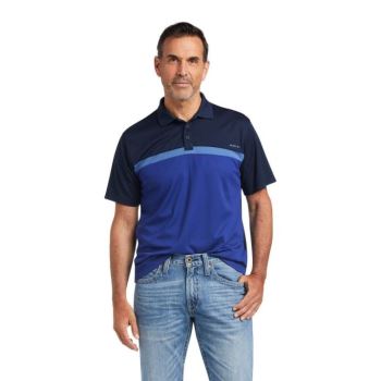 Ariat Color Block Fitted Polo Temno Modre Modre | oVg7sEwJ