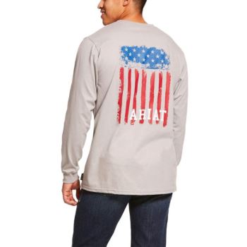 Ariat FR Americana Grafične T-Shirt Srebrne | vlMdiC78