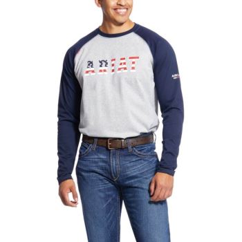 Ariat FR Baseball Logo T-Shirt Temno Modre | hWzutGa4