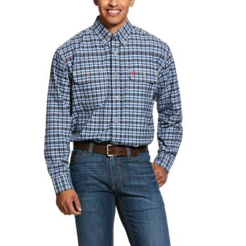 Ariat FR Plaid Featherlight Work Shirt Temno Modre | WR09HoHH