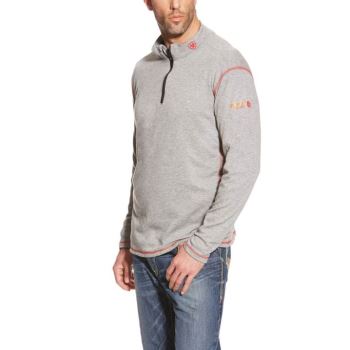 Ariat FR Polartec 1/4 Zip Top Svetlo Sive | ZG2xeew9