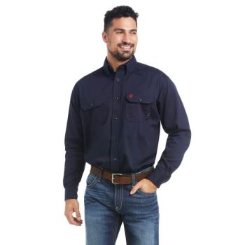 Ariat FR Solid Work Shirt Temno Modre | iauF79JA