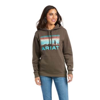 Ariat REAL Arm Logo Hoodie Banyan Bark | 8pvpBOdH