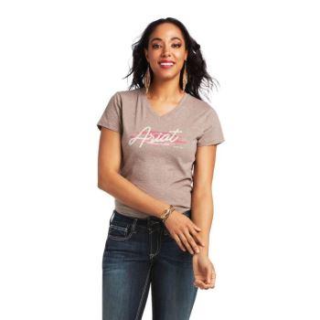 Ariat REAL Logo Script Classic Fit Tee Iron Heather | DfrpIblt