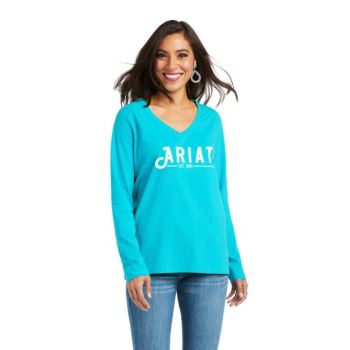 Ariat REAL Logo Tee Modre | DOhmRP5w