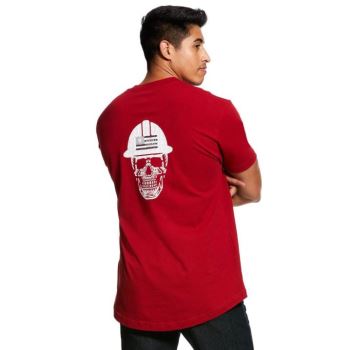 Ariat Rebar Cotton Strong Roughneck Grafične T-Shirt Rdeče | BCxhACRn