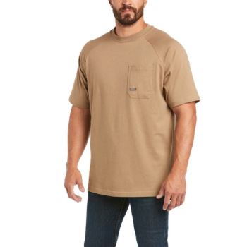 Ariat Rebar Cotton Strong T-Shirt Kaki | 7LYcSfa5