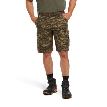 Ariat Rebar DuraStretch Made Tough Cargo Short Olivno Zelene Maskirni Vzorec | HuCnGfEc