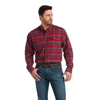 Ariat Rebar Flannel DuraStretch Work Shirt Rdeče | 5rHqrtMU