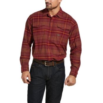 Ariat Rebar Flannel DuraStretch Work Shirt Temno Rdeče | eVWj3kJY