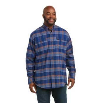 Ariat Rebar Flannel DuraStretch Work Shirt Modre | jbSwj2W3