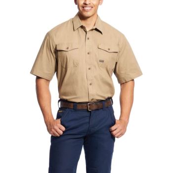 Ariat Rebar Made Tough DuraStretch Work Shirt Kaki | 2OYDfFaK