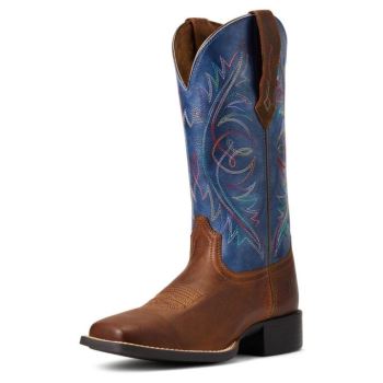 Ariat Round Up Wide Square Toe StretchFit Western Boot Rjave | V0JJIb9G