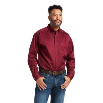 Ariat Solid Twill Classic Fit Shirt Bordo | LaiojZPN