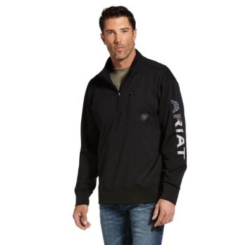 Ariat Team Logo 1/4 Zip Sweatshirt Črne | fq6x6cyv