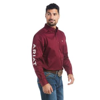 Ariat Team Logo Twill Classic Fit Shirt Bordo | RZBU6Mvk