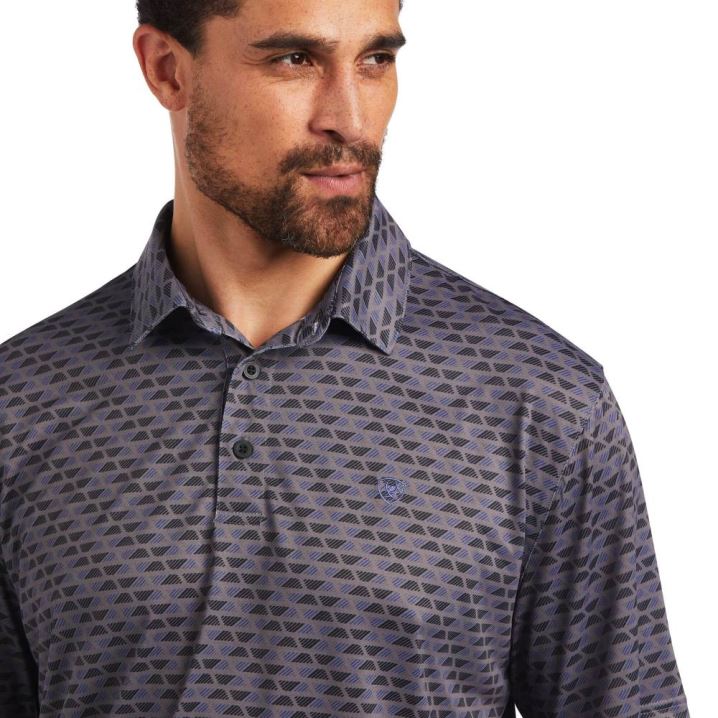 Ariat All Over Print Polo Nine Iron Geo | SXKfY4rj