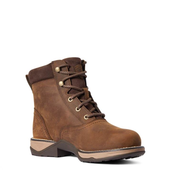 Ariat Anthem Round Toe Lacer Waterproof Boot Rjave | Lg3wReZ7