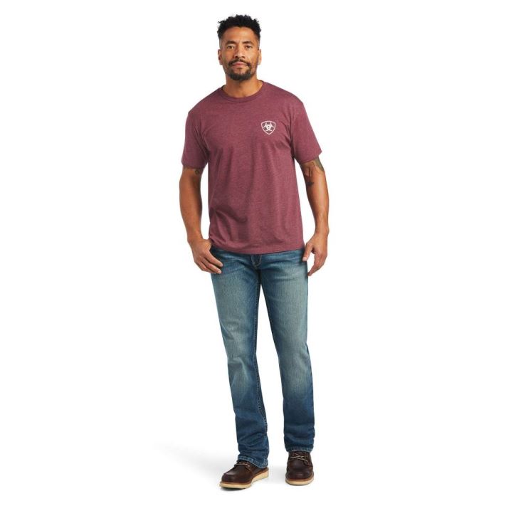 Ariat Ariat Buckle Flag T-Shirt Bordo | Zsqon490