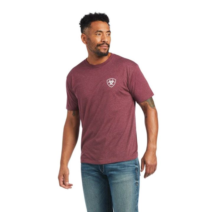 Ariat Ariat Buckle Flag T-Shirt Bordo | Zsqon490