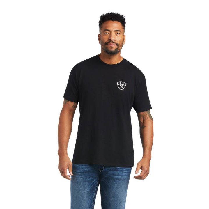 Ariat Ariat Buckle Flag T-Shirt Črne | llZnQPo3