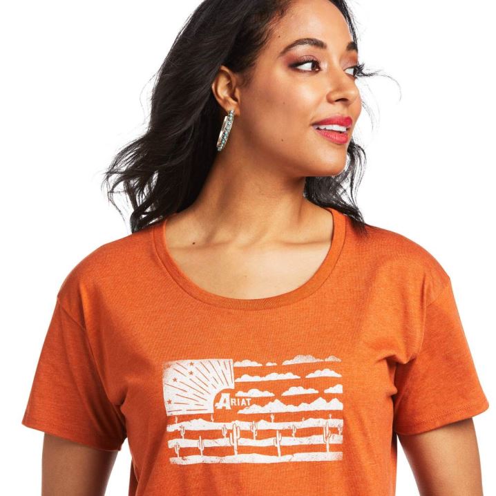 Ariat Ariat Desert Flag T-Shirt Adobe Heather | C0fkg1va