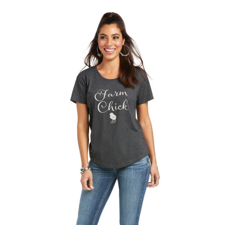 Ariat Ariat Farm Chick T-Shirt Sive | rkSHAM5G