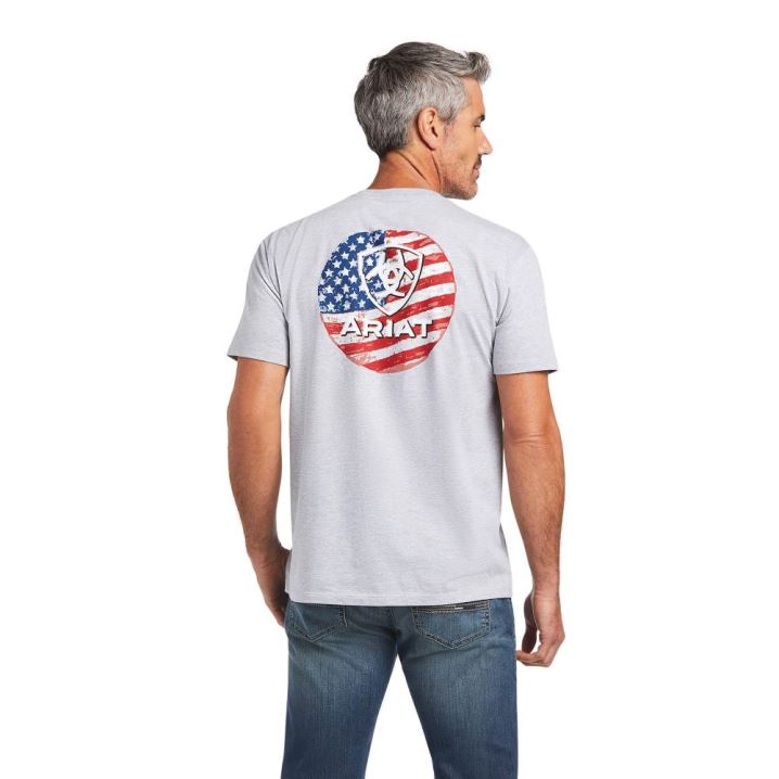 Ariat Ariat Flag Circle T-Shirt Athletic Heather | ZEb4G78P