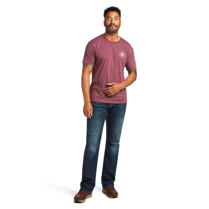 Ariat Ariat Flag Circle T-Shirt Bordo | eh6paA6R