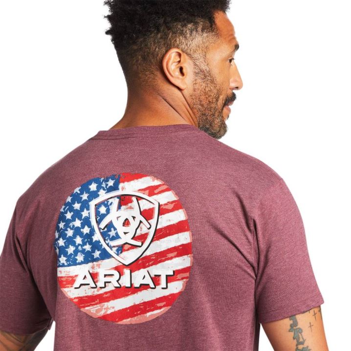 Ariat Ariat Flag Circle T-Shirt Bordo | eh6paA6R