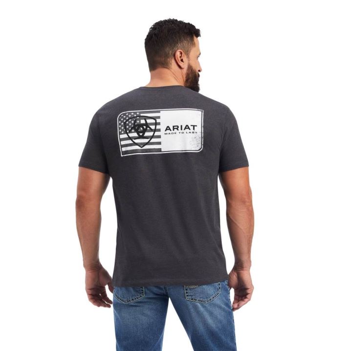 Ariat Ariat Flag T-Shirt Sive | 7EYbBiYQ