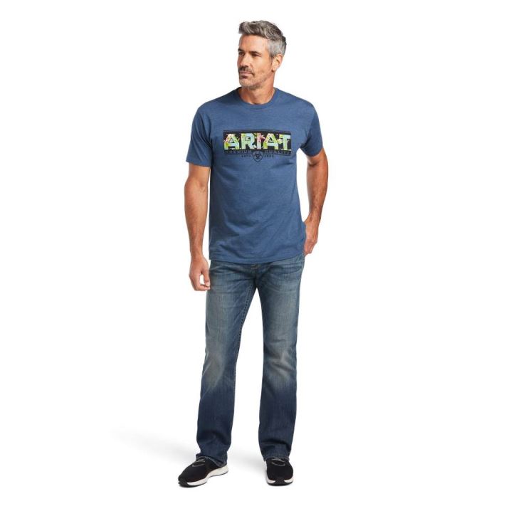 Ariat Ariat Hibiscus T-Shirt Modre | eXTGhCjo