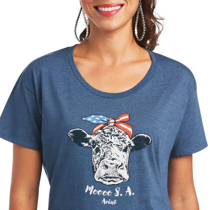 Ariat Ariat Moo SA T-Shirt Modre | 4oDjkTfm