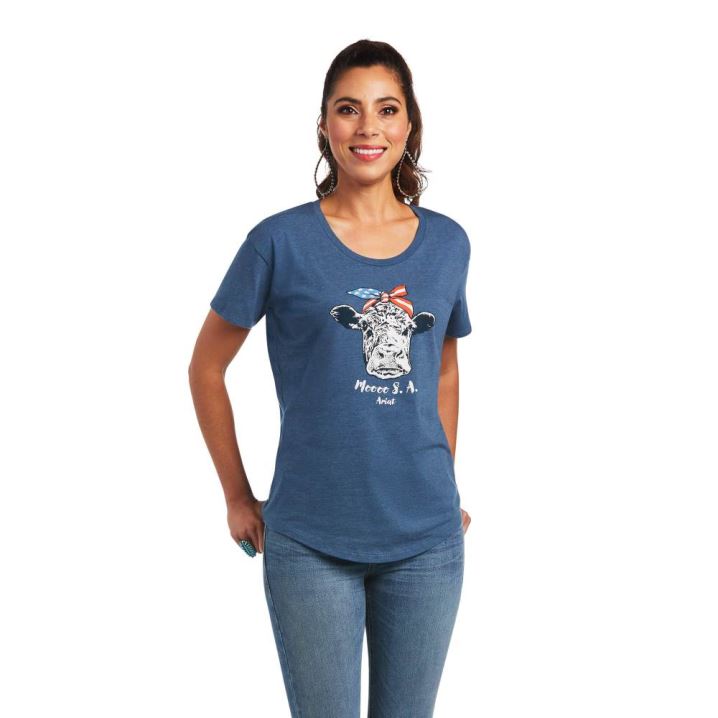 Ariat Ariat Moo SA T-Shirt Modre | 4oDjkTfm