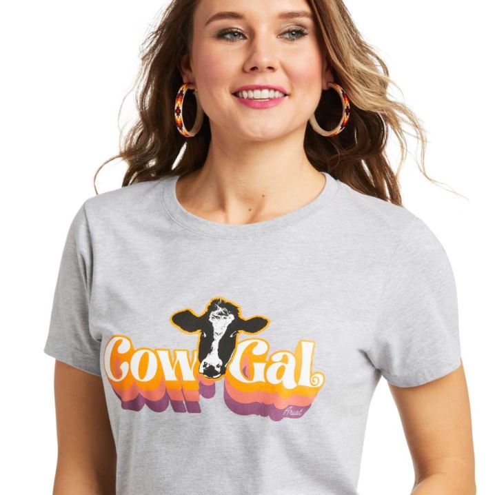 Ariat Ariat Retro Cow Gal Tee Athletic Heather | ywn6bNXX