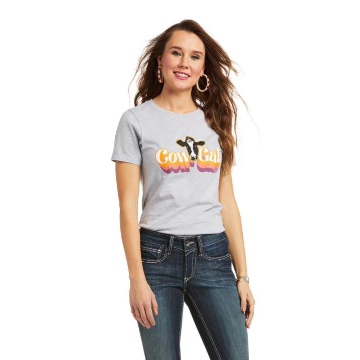 Ariat Ariat Retro Cow Gal Tee Athletic Heather | ywn6bNXX