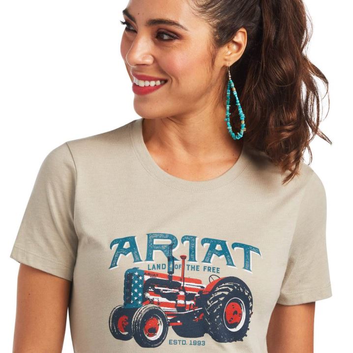 Ariat Ariat Tractor USA T-Shirt Kaki | kDlv7HF0