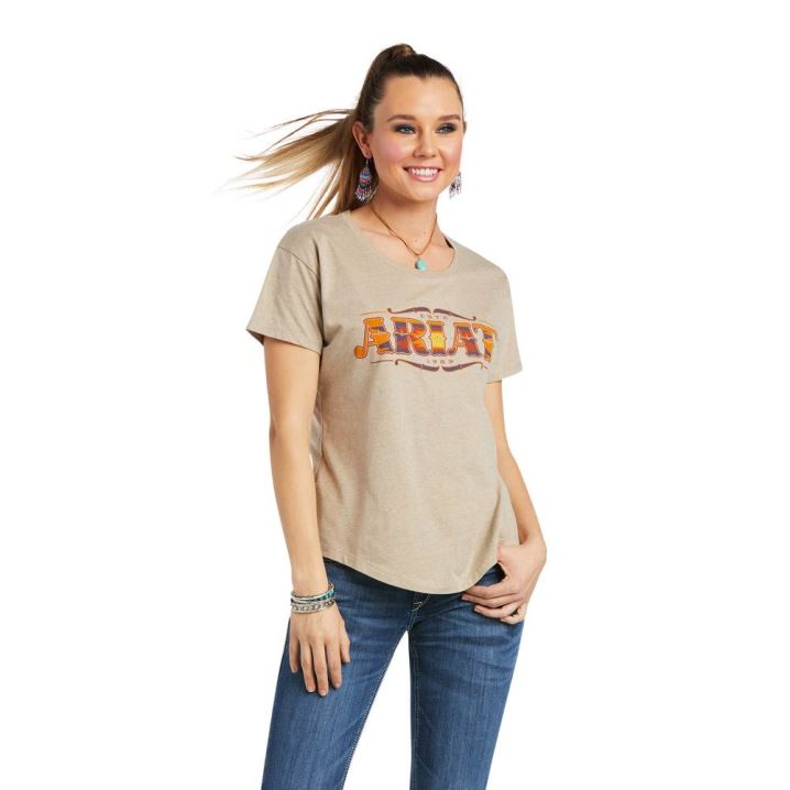 Ariat Ariat Wordmark Tee Oatmeal Heather | LgqCZSxI