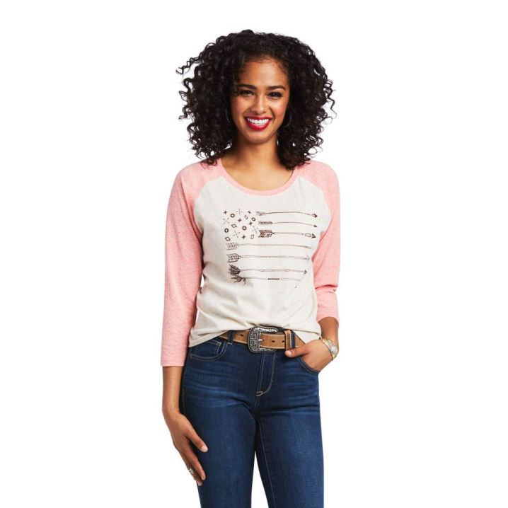 Ariat Arrow Raglan Shirt Oatmeal Heather | s2jkGqpZ