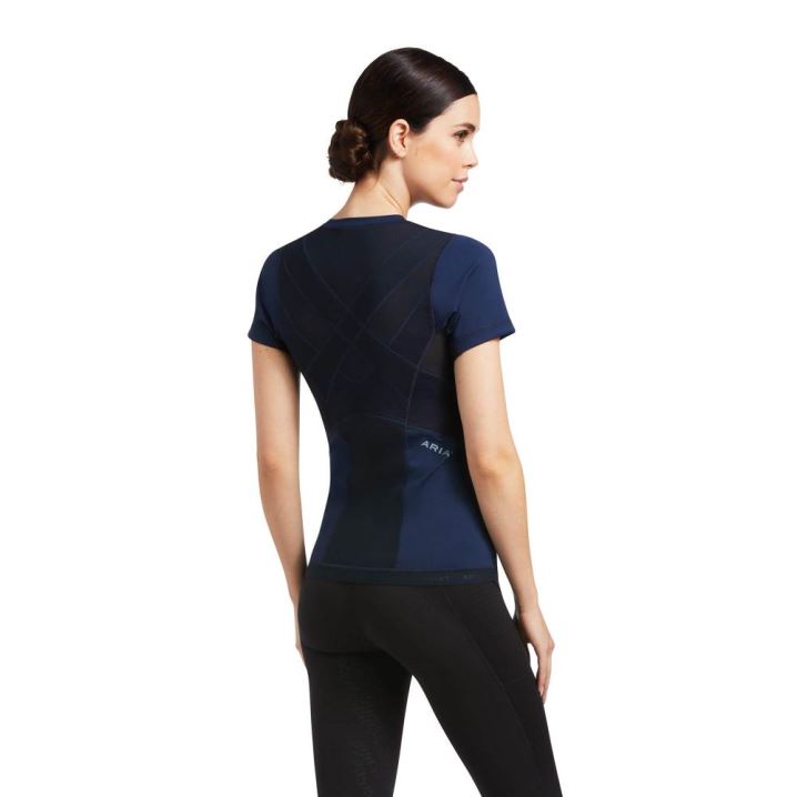 Ariat Ascent Crew Baselayer Temno Modre | Ub6ksIrl