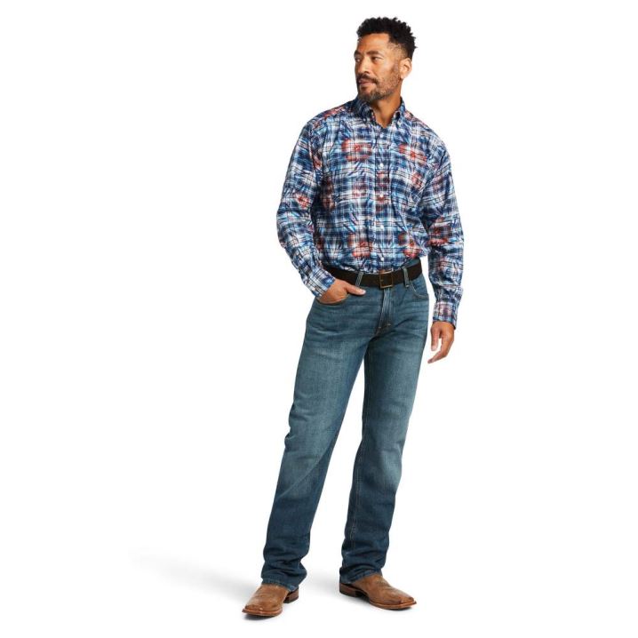 Ariat August Classic Fit Shirt Modre | XvrpSyWh