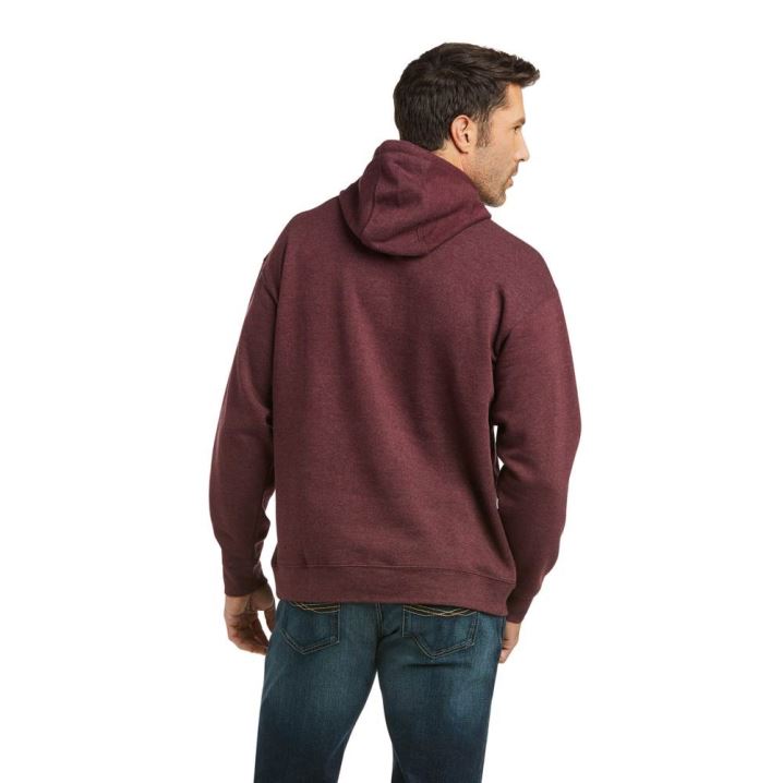 Ariat Basic Hoodie Sweatshirt Malbec Heather Raised Ariat | DsBPHB9b